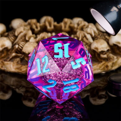 55mm Titan D20 - Sharp Edge Purple Bubbles Plastic Dice Foam Brain Games