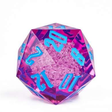 55mm Titan D20 - Sharp Edge Purple Bubbles Plastic Dice Foam Brain Games