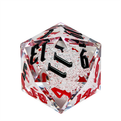 55mm Titan D20 - Sharp Edge Red and Black Bubbles Plastic Dice Foam Brain Games