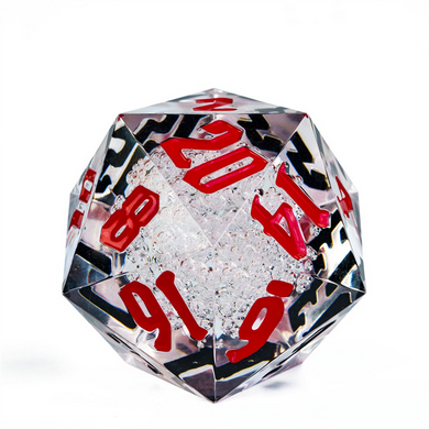 55mm Titan D20 - Sharp Edge Red and Black Bubbles Plastic Dice Foam Brain Games