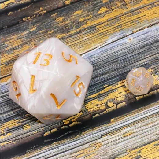 55mm Titan D20 - White Pearl Plastic Dice Foam Brain Games