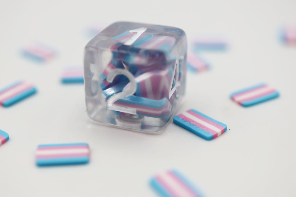 Transgender Flag RPG Dice Set Plastic Dice Foam Brain Games