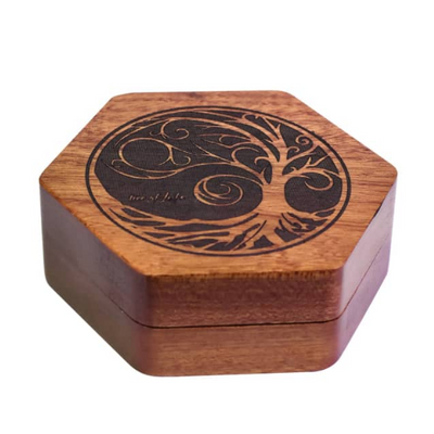 Tree of Life - Sapele Wood Dice Box (Hexagonal) Dice Box Foam Brain Games