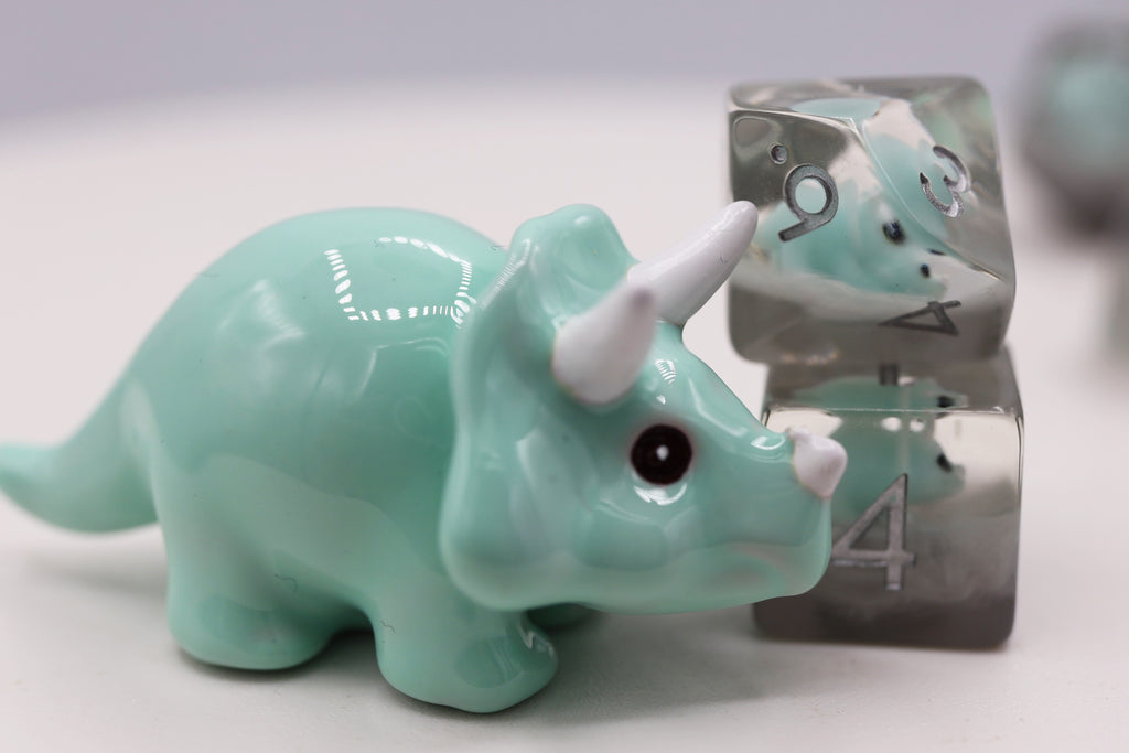 Baby Triceratops RPG Dice Set Plastic Dice Foam Brain Games