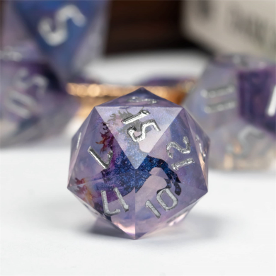 Sharp Edge Resin RPG Dice Set - Unicorn and Glitter Plastic Dice Foam Brain Games