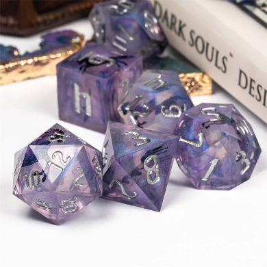Sharp Edge Resin RPG Dice Set - Unicorn and Glitter Plastic Dice Foam Brain Games