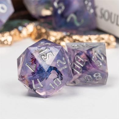 Sharp Edge Resin RPG Dice Set - Unicorn and Glitter Plastic Dice Foam Brain Games