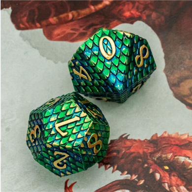 Dragon Scale: Venom - Metal RPG Dice Set Metal Dice Foam Brain Games