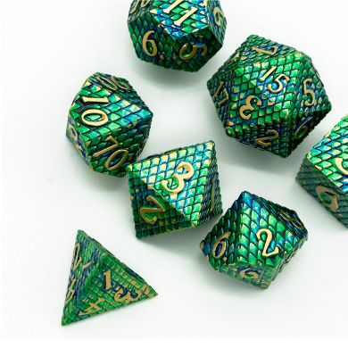 Dragon Scale: Venom - Metal RPG Dice Set Metal Dice Foam Brain Games