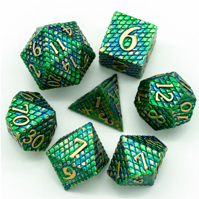 Dragon Scale: Venom - Metal RPG Dice Set Metal Dice Foam Brain Games