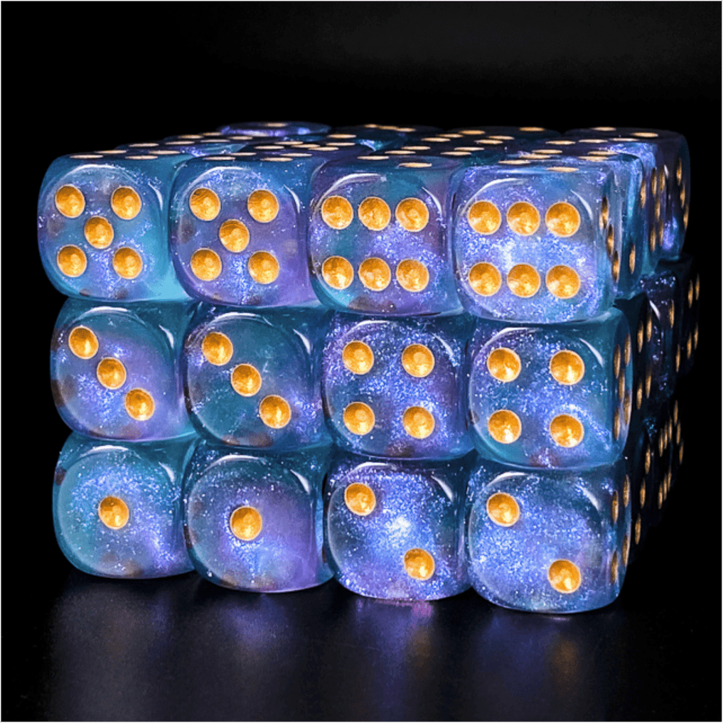 12 piece Pip D6's - Water Nymph Plastic Dice Foam Brain Games