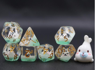 White Seal RPG Dice Set Plastic Dice Foam Brain Games