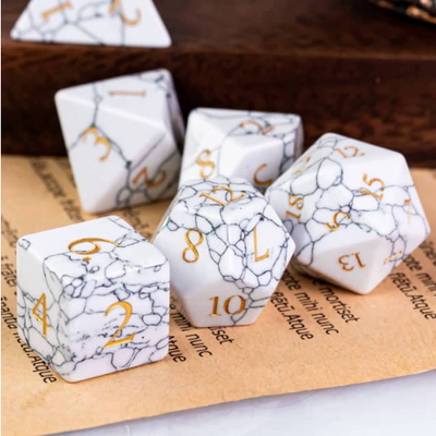 Textured Turquoise White - Engraved with Gold Stone Dice Foam Brain Games