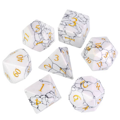 Textured Turquoise White - Engraved with Gold Stone Dice Foam Brain Games