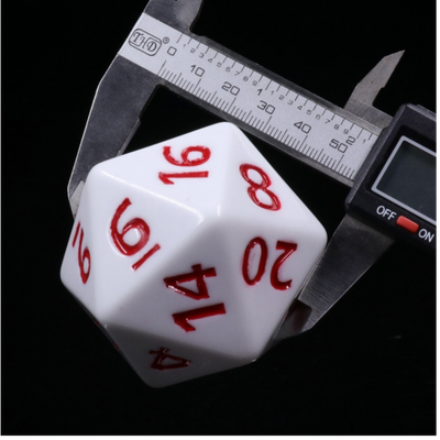 55mm Titan D20 - White with Red Plastic Dice Foam Brain Games