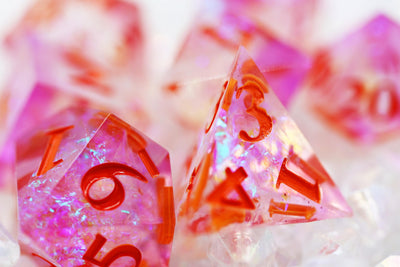 Sharp Edge Resin RPG Dice Set - Winter Blossom Plastic Dice Foam Brain Games