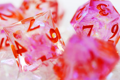 Sharp Edge Resin RPG Dice Set - Winter Blossom Plastic Dice Foam Brain Games