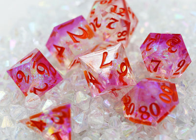 Sharp Edge Resin RPG Dice Set - Winter Blossom Plastic Dice Foam Brain Games