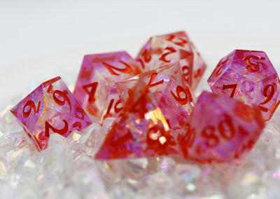 Sharp Edge Resin RPG Dice Set - Winter Blossom Plastic Dice Foam Brain Games