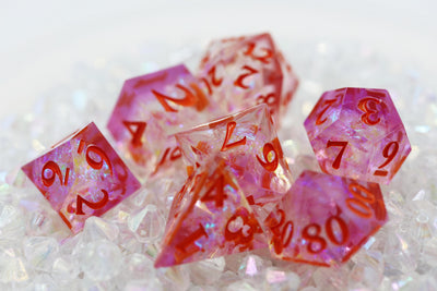 Sharp Edge Resin RPG Dice Set - Winter Blossom Plastic Dice Foam Brain Games