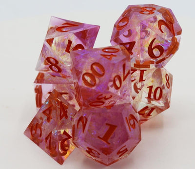 Sharp Edge Resin RPG Dice Set - Winter Blossom Plastic Dice Foam Brain Games