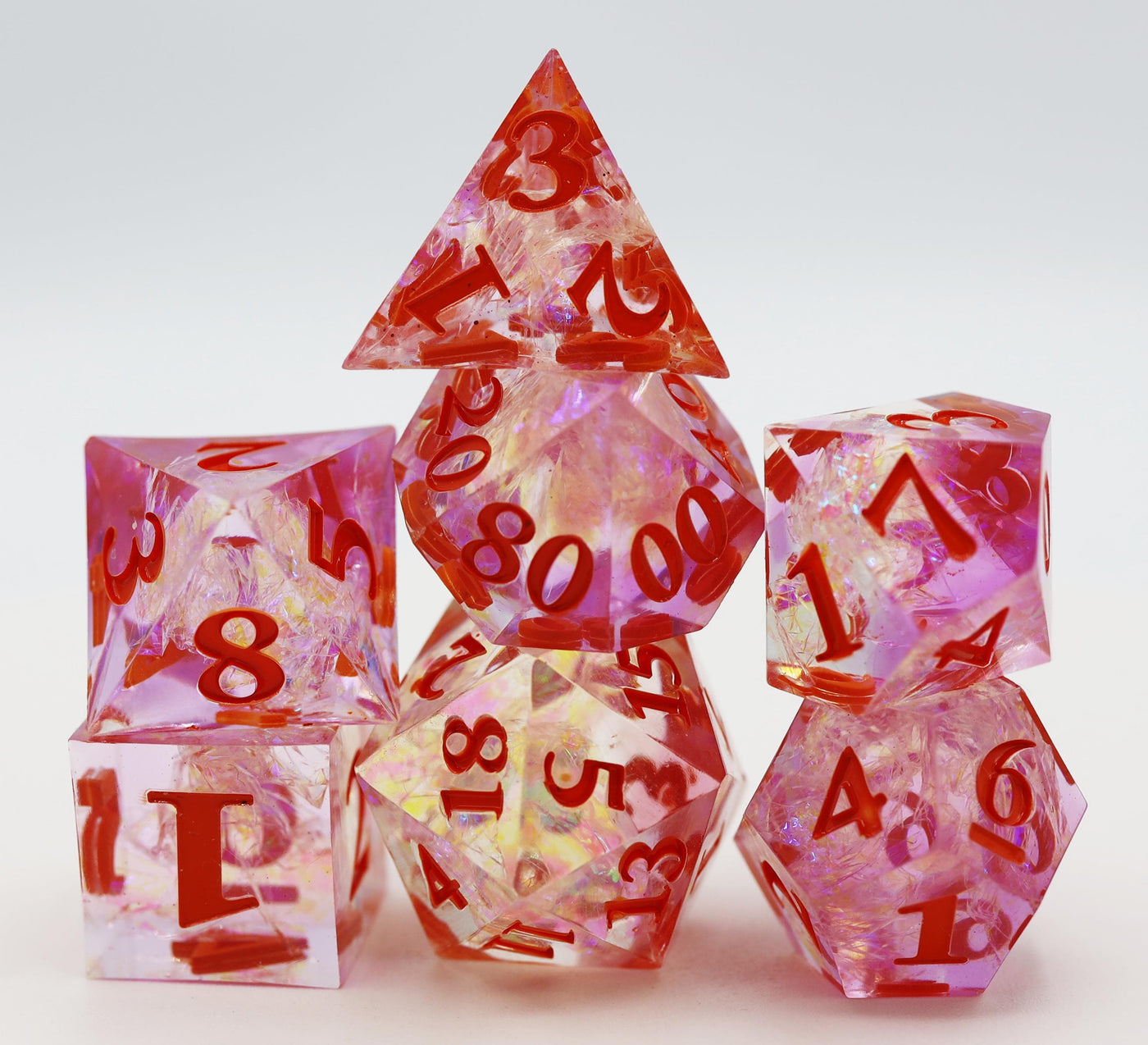 Sharp Edge Resin RPG Dice Set - Winter Blossom Plastic Dice Foam Brain Games