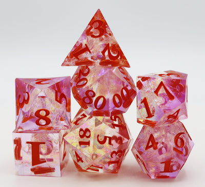 Sharp Edge Resin RPG Dice Set - Winter Blossom Plastic Dice Foam Brain Games