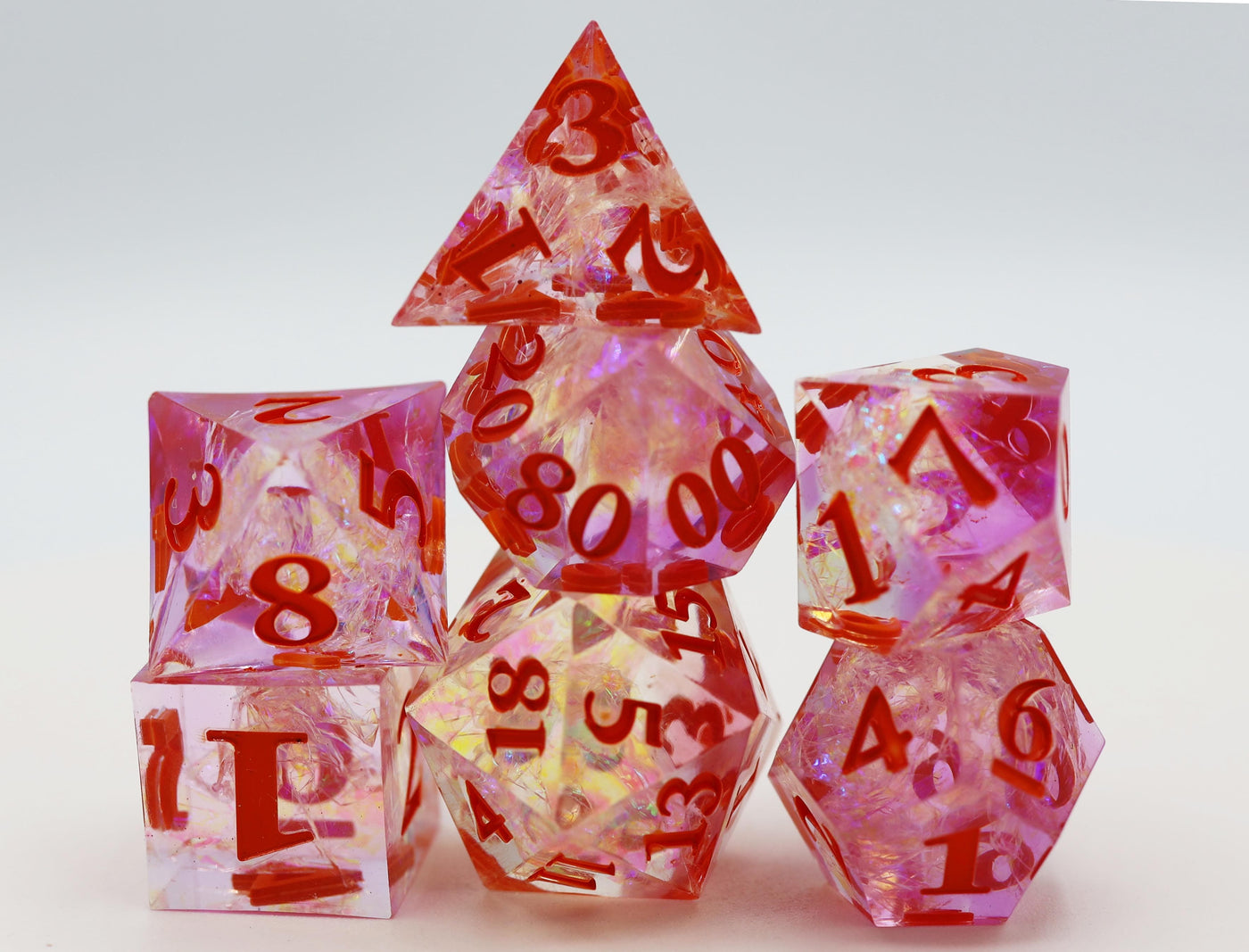 Sharp Edge Resin RPG Dice Set - Winter Blossom Plastic Dice Foam Brain Games