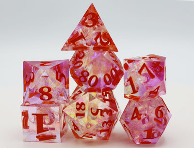 Sharp Edge Resin RPG Dice Set - Winter Blossom Plastic Dice Foam Brain Games