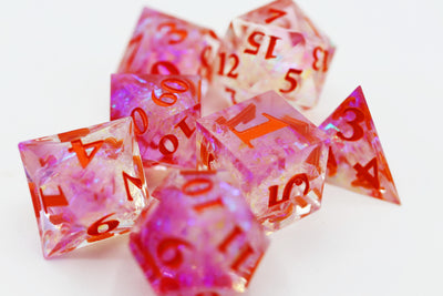 Sharp Edge Resin RPG Dice Set - Winter Blossom Plastic Dice Foam Brain Games