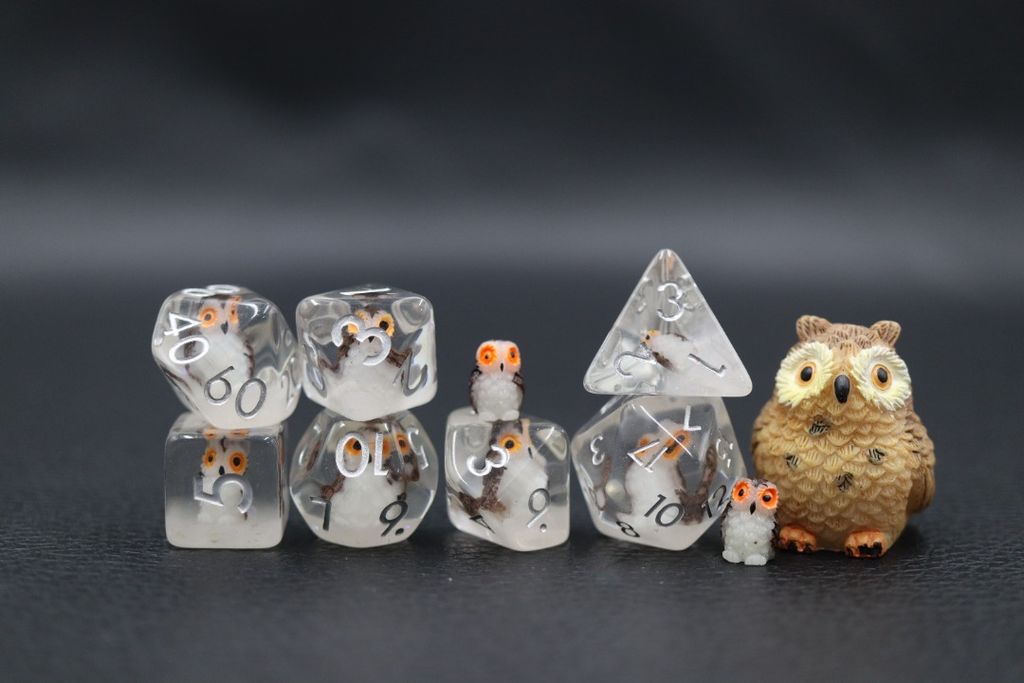 Wise Owl RPG Dice Set Plastic Dice Foam Brain Games