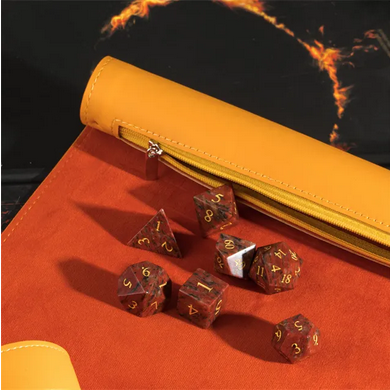 Burnt Yellow Roll Up Leatherette Dice Mat Dice Box Foam Brain Games