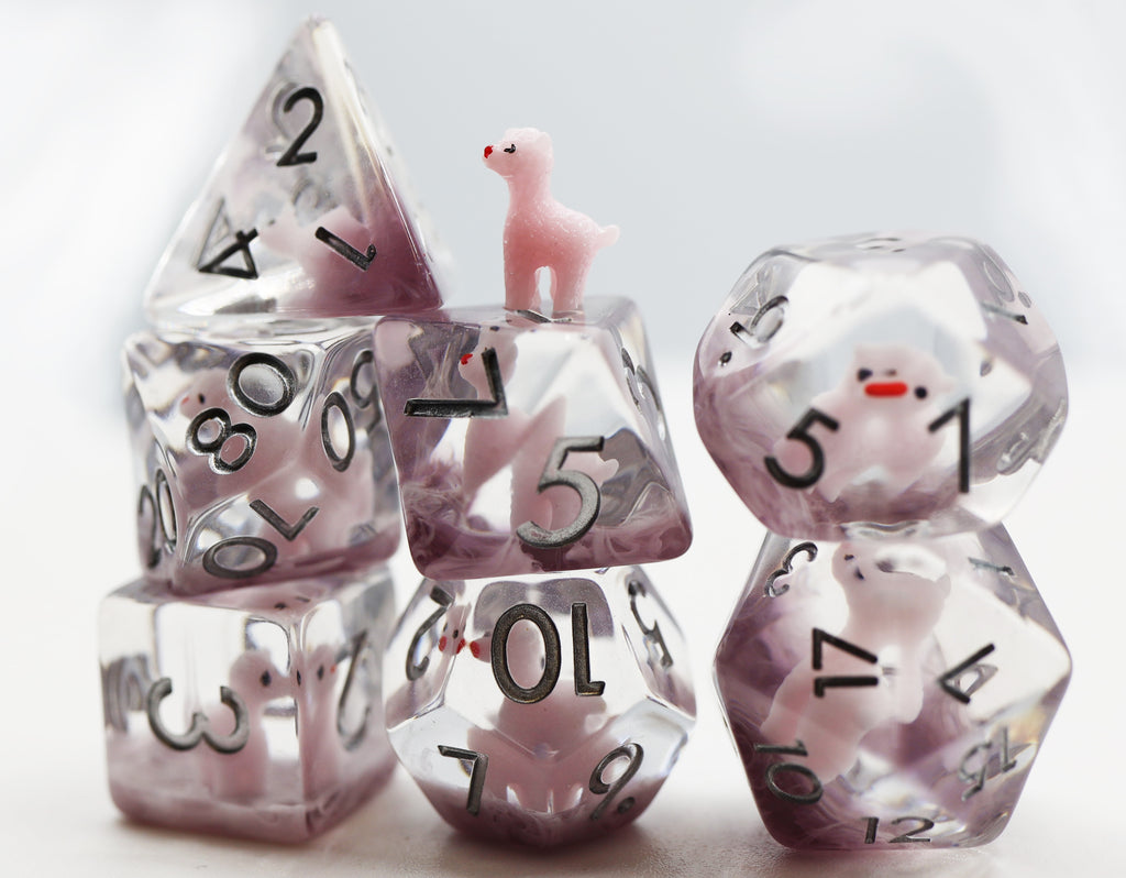 Pink Alpaca RPG Dice Set Plastic Dice Foam Brain Games