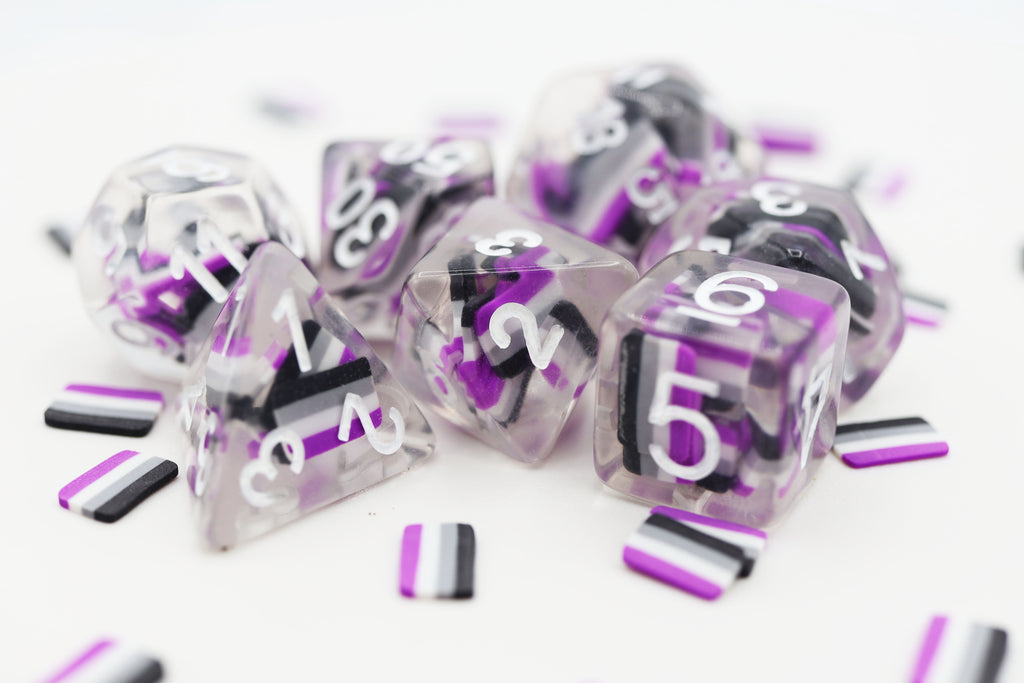 Asexual Flag RPG Dice Set Plastic Dice Foam Brain Games