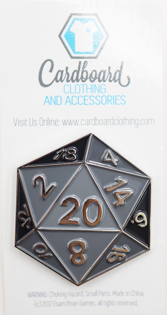 D20 Pin: Black Enamel Pin Foam Brain Games