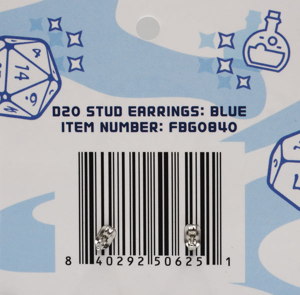 D20 Stud Earrings: Blue Jewelry Foam Brain Games