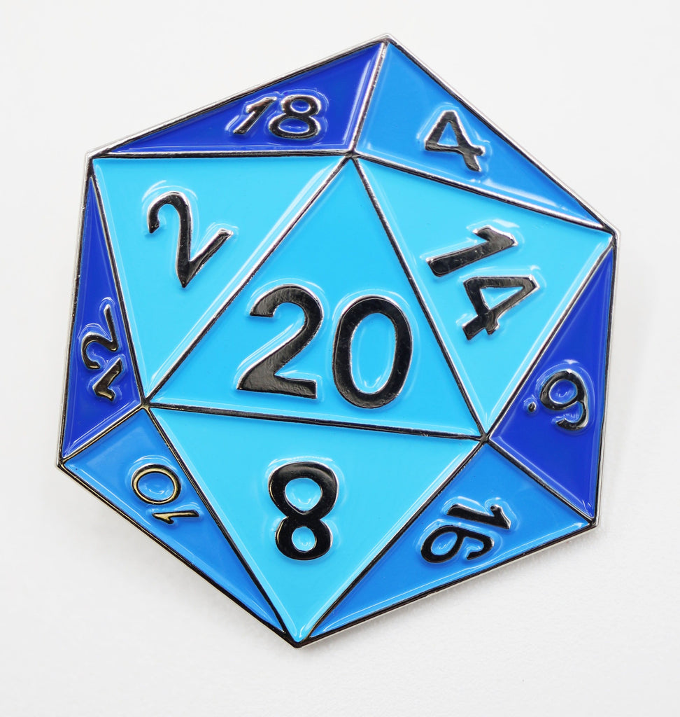 D20 Pin: Blue Enamel Pin Foam Brain Games