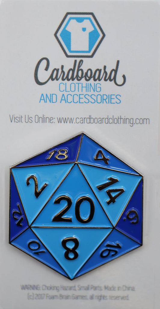 D20 Pin: Blue Enamel Pin Foam Brain Games