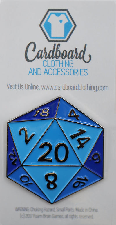 D20 Pin: Blue Enamel Pin Foam Brain Games