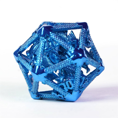 Hollow Dragon Keep D20 - Blue Metal Dice Foam Brain Games