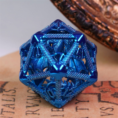 Hollow Dragon Keep D20 - Blue Metal Dice Foam Brain Games