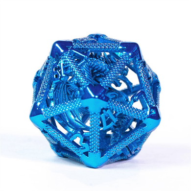 Hollow Dragon Keep D20 - Blue Metal Dice Foam Brain Games
