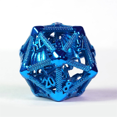 Hollow Dragon Keep D20 - Blue Metal Dice Foam Brain Games