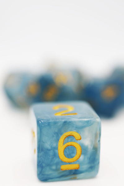 Blue Jade RPG Dice Set Plastic Dice Foam Brain Games