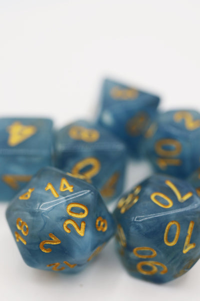 Blue Jade RPG Dice Set Plastic Dice Foam Brain Games