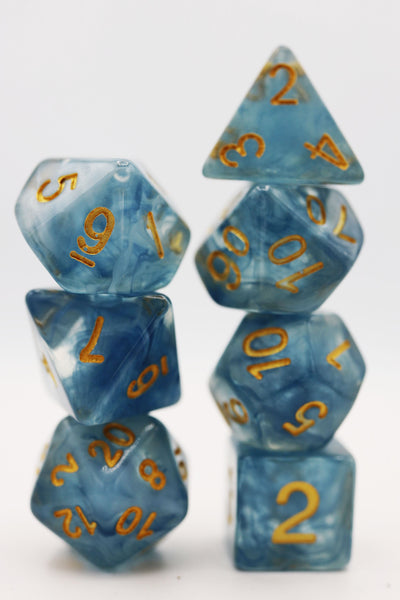 Blue Jade RPG Dice Set Plastic Dice Foam Brain Games