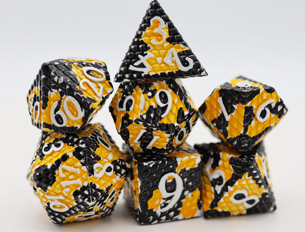 Dragon Scale: Bumblebee - Metal RPG Dice Set Metal Dice Foam Brain Games