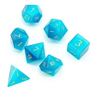 Cat's Eye Blue - Gemstone Engraved with Gold Stone Dice Foam Brain Games