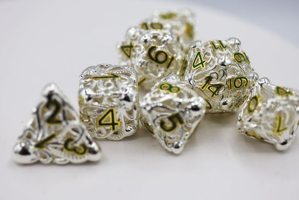 Mind Eater: Celestial - Hollow Metal RPG Dice Set Metal Dice Foam Brain Games