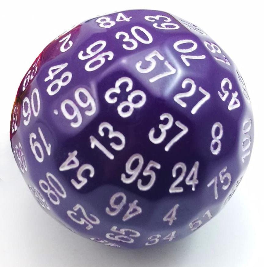 45mm D100 - Purple Plastic Dice Foam Brain Games